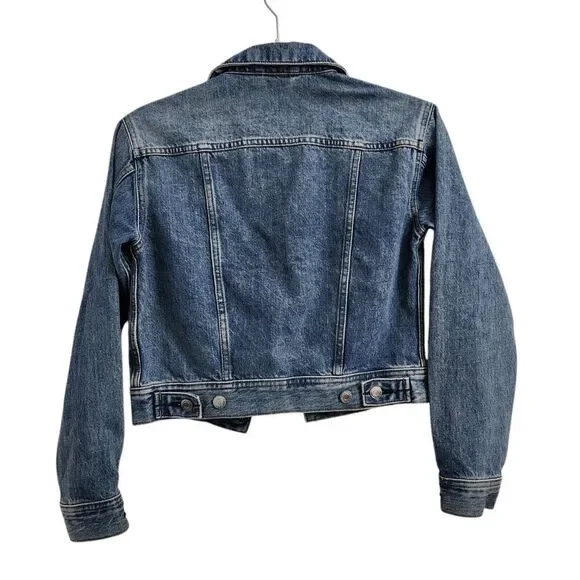 Everlane Jacket Womens XS Blue The Shrunken Denim Cropped Fit Tailored Cotton - Picture 5 of 7